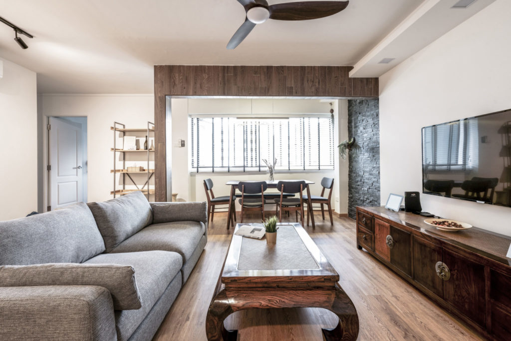 HDB flat retirement plan resale renovation living room hdb singapore design couple abode 